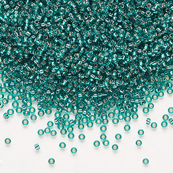 15-2425 - 15/0 - Miyuki - Transparent Silver Lined Teal - 35gms Glass Round Seed Beads