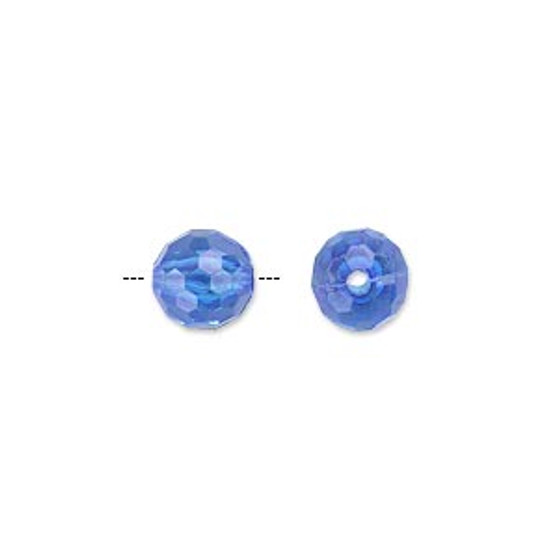 Bead, acrylic, blue, 8mm faceted round. Sold per 100-gram pkg, approximately 330-390 beads.