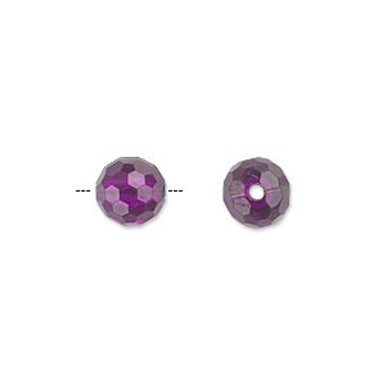 Bead, acrylic, purple, 8mm faceted round. Sold per 100-gram pkg, approximately 330-390 beads.