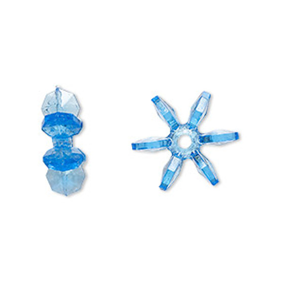 Bead, acrylic, transparent blue, 14x5mm paddle wheel. Sold per pkg of 500.