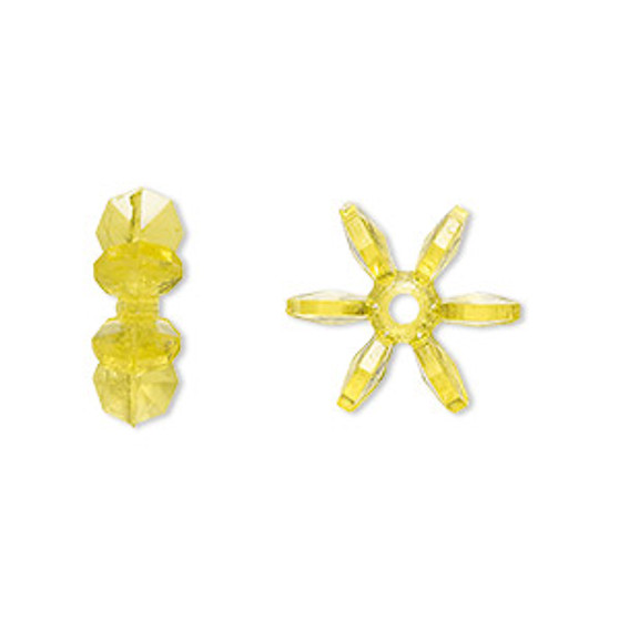 Bead, acrylic, transparent yellow, 14x5mm paddle wheel. Sold per pkg of 500.