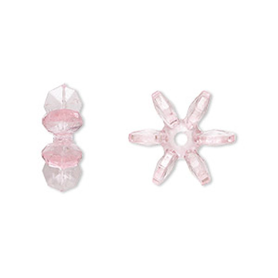 Bead, acrylic, transparent light pink, 14x5mm paddle wheel. Sold per pkg of 500.