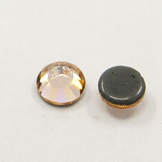 Glass Hotfix Rhinestone, Grade AA, Flat Back & Faceted, Half Round, Light Peach, SS10, 2.7~2.8mm, about 144pcs/bag