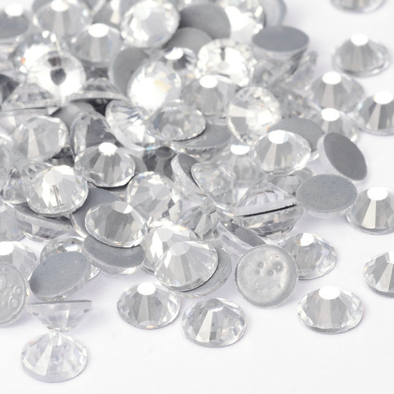 Glass Hotfix Rhinestone, Grade AA, Flat Back & Faceted, Half Round, Crystal, 2.7~2.8mm; about 144pcs/bag