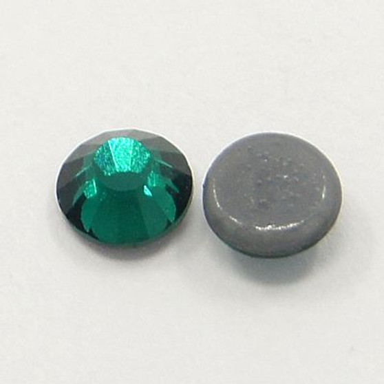 Glass Hotfix Rhinestone, Grade AA, Flat Back & Faceted, Half Round, Emerald, 2.7~2.8mm; about 144pcs/bag