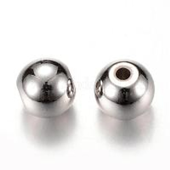 Brass Spacer Beads, Round, Platinum, 4x3.5mm, Hole: 1.5mm - 300 pack