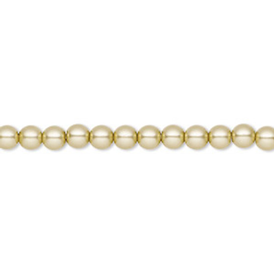 Pearl, Preciosa Czech crystal, vanilla, 4mm round. Sold per pkg of 50.