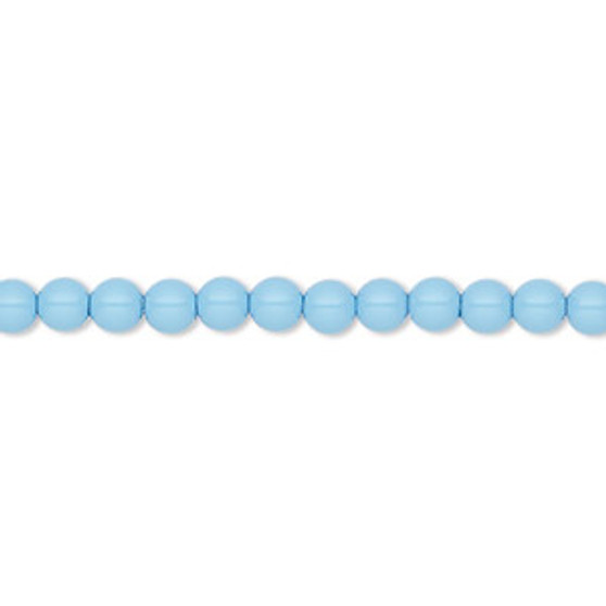 Pearl, Preciosa Czech crystal, aqua blue, 4mm round. Sold per pkg of 50.