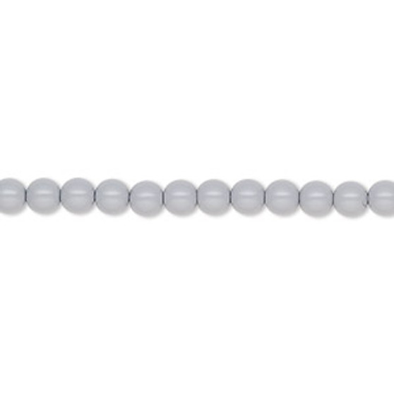 Pearl, Preciosa Czech crystal, ceramic grey, 4mm round. Sold per pkg of 50.