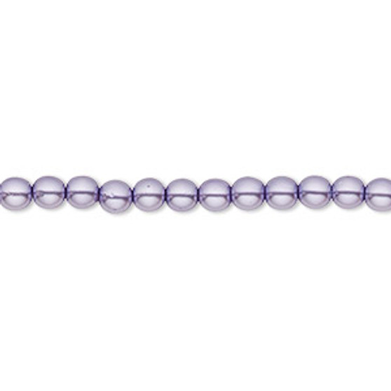 Bead, Czech pearl-coated glass druk, opaque lavender, 4mm round. Sold per 15-1/2" to 16" strand.