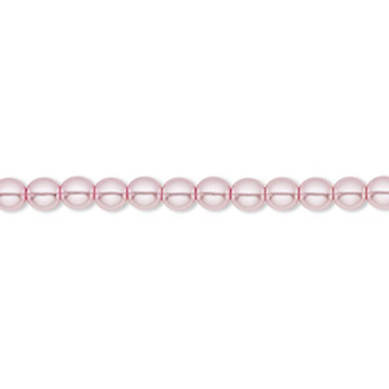 Bead, Czech pearl-coated glass druk, opaque light pink, 4mm round. Sold per 15-1/2" to 16" strand.