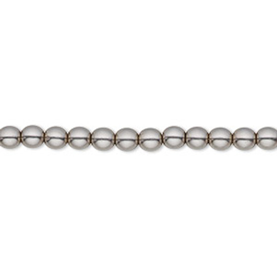 Bead, Czech pearl-coated glass druk, opaque grey, 4mm round. Sold per 15-1/2" to 16" strand.