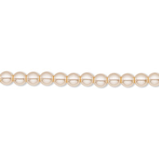Bead, Czech pearl-coated glass druk, opaque champagne, 4mm round. Sold per 15-1/2" to 16" strand.