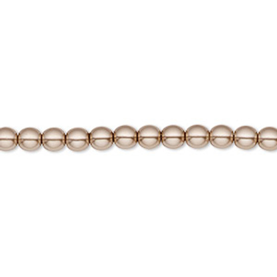 Bead, Czech pearl-coated glass druk, opaque light brown, 4mm round. Sold per 15-1/2" to 16" strand.