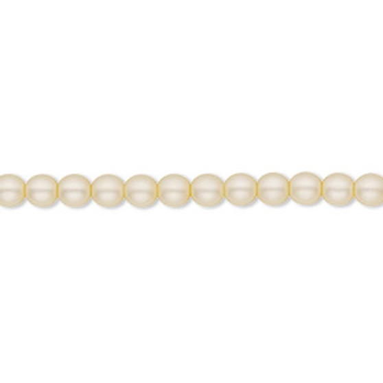 Bead, Czech pearl-coated glass druk, opaque matte cream, 4mm round. Sold per 15-1/2" to 16" strand.