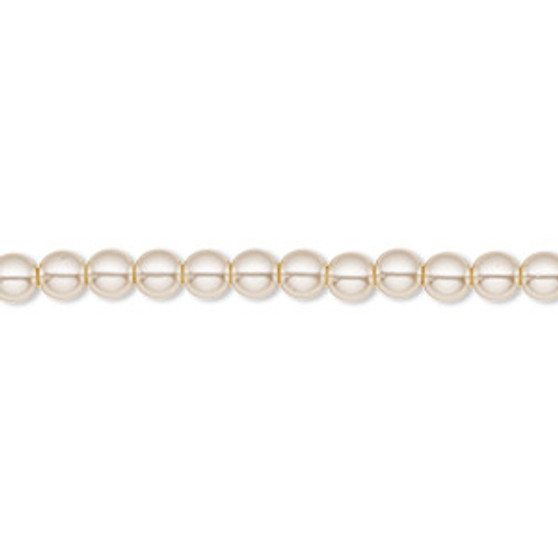 Bead, Czech pearl-coated glass druk, opaque beige, 4mm round. Sold per 15-1/2" to 16" strand.