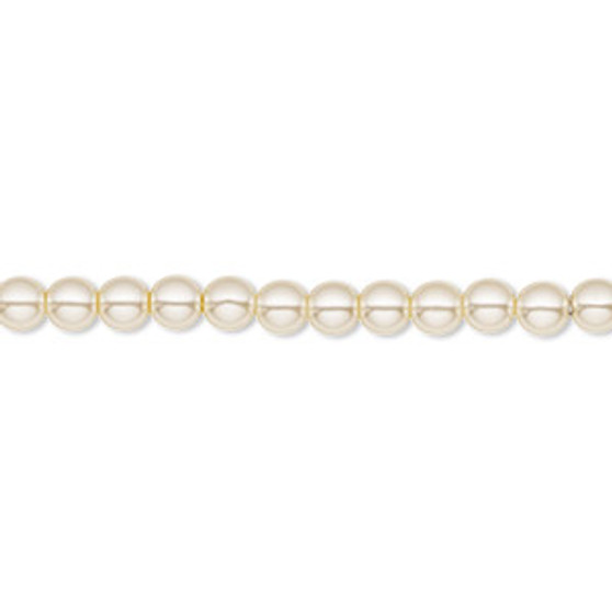 Bead, Czech pearl-coated glass druk, opaque cream, 4mm round. Sold per 15-1/2" to 16" strand.