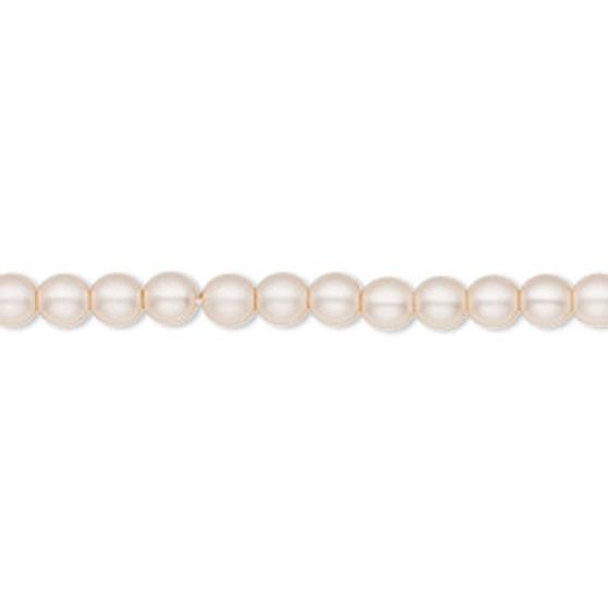 Bead, Czech pearl-coated glass druk, opaque matte pearl, 4mm round. Sold per 15-1/2" to 16" strand.