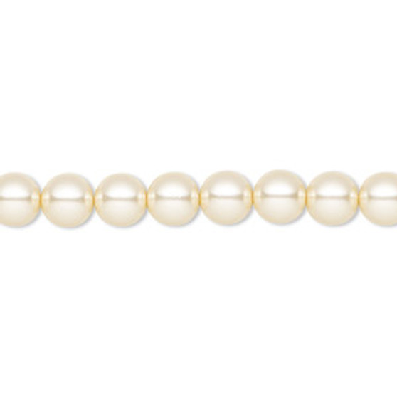 Pearl, Preciosa Czech crystal, cream, 6mm round. Sold per pkg of 25.