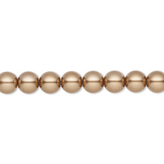 Pearl, Preciosa Czech crystal, bronze, 6mm round. Sold per pkg of 25.