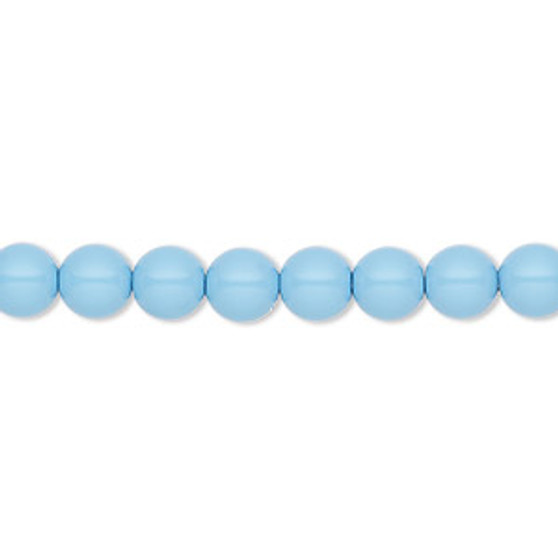 Pearl, Preciosa Czech crystal, aqua blue, 6mm round. Sold per pkg of 25.