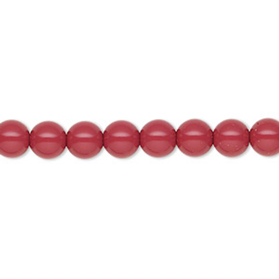 Pearl, Preciosa Czech crystal, cranberry, 6mm round. Sold per pkg of 25.