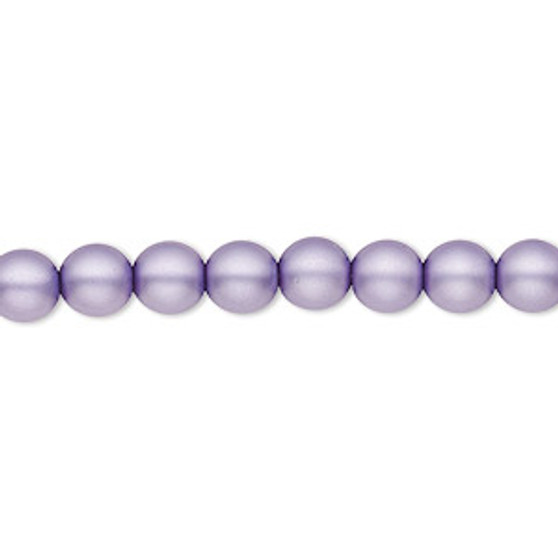 Bead, Czech pearl-coated glass druk, opaque matte lavender, 6mm round. Sold per 15-1/2" to 16" strand.