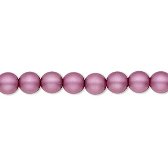 Bead, Czech pearl-coated glass druk, opaque matte lilac, 6mm round. Sold per 15-1/2" to 16" strand.