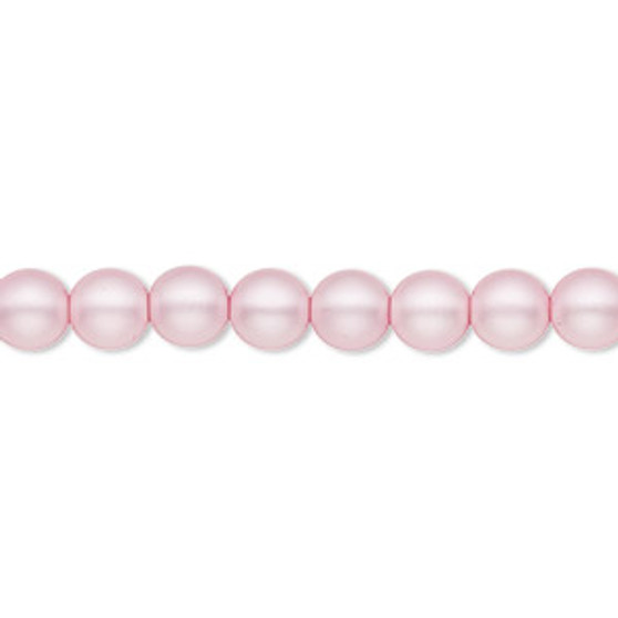 Bead, Czech pearl-coated glass druk, opaque matte light pink, 6mm round. Sold per 15-1/2" to 16" strand.