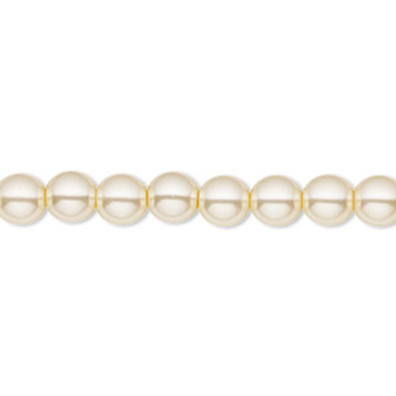 Bead, Czech pearl-coated glass druk, opaque cream, 6mm round. Sold per 15-1/2" to 16" strand.