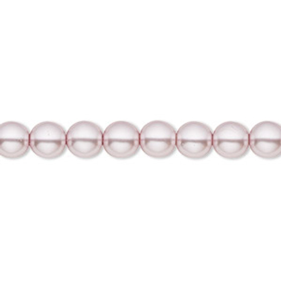 Bead, Czech pearl-coated glass druk, opaque light mauve, 6mm round. Sold per 15-1/2" to 16" strand.