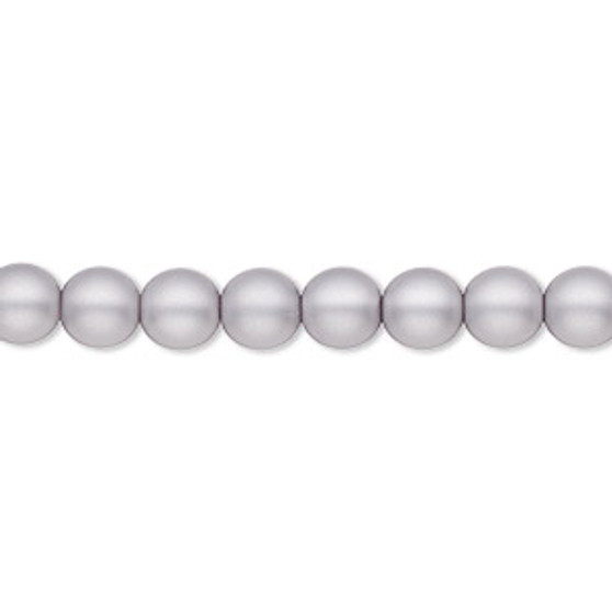 Bead, Czech pearl-coated glass druk, opaque matte light grey, 6mm round. Sold per 15-1/2" to 16" strand.