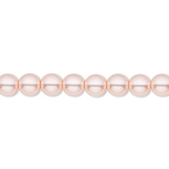 Bead, Czech pearl-coated glass druk, opaque soft pink, 6mm round. Sold per 15-1/2" to 16" strand.
