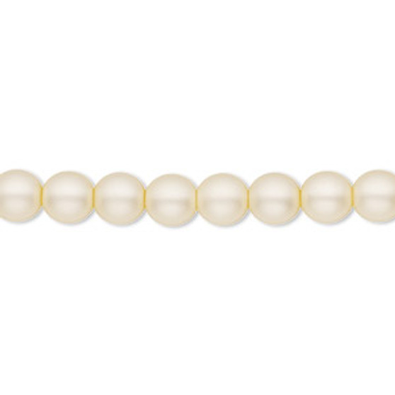 Bead, Czech pearl-coated glass druk, opaque matte cream, 6mm round. Sold per 15-1/2" to 16" strand.