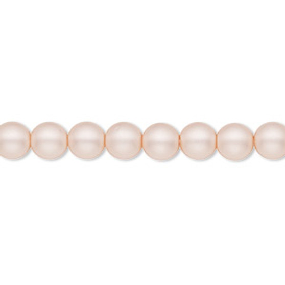 Bead, Czech pearl-coated glass druk, opaque matte soft pink, 6mm round. Sold per 15-1/2" to 16" strand.