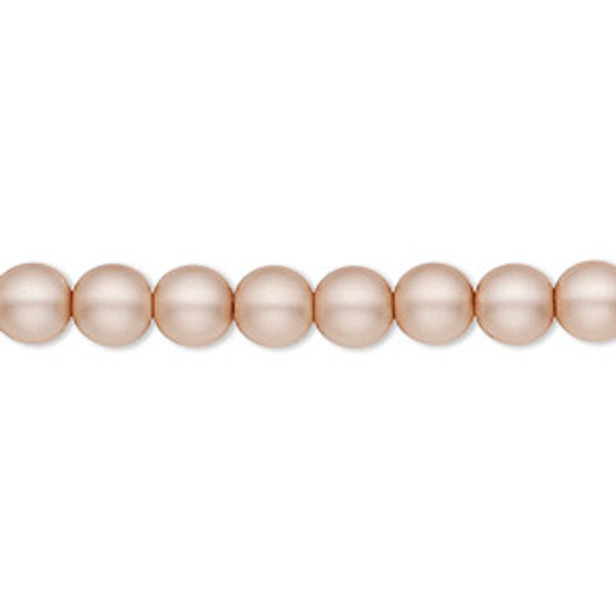 Bead, Czech pearl-coated glass druk, opaque matte pale rose, 6mm round. Sold per 15-1/2" to 16" strand.