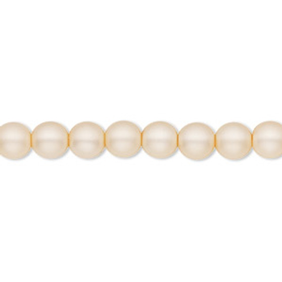 Bead, Czech pearl-coated glass druk, opaque matte champagne, 6mm round. Sold per 15-1/2" to 16" strand.