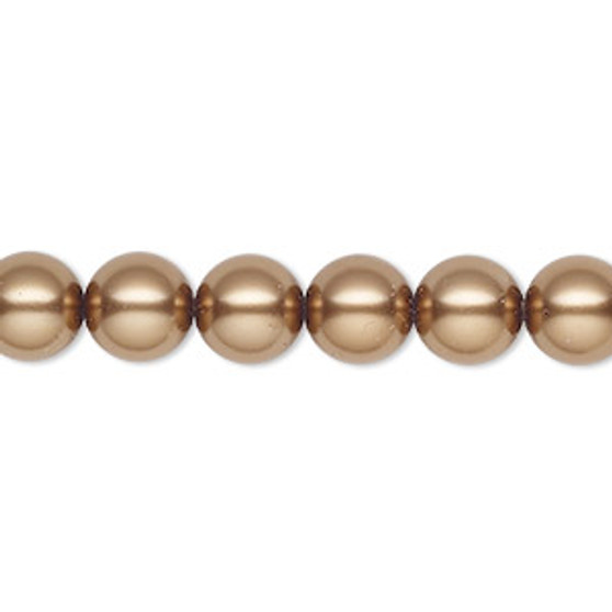 Pearl, Preciosa Czech crystal, bronze, 8mm round. Sold per pkg of 25.