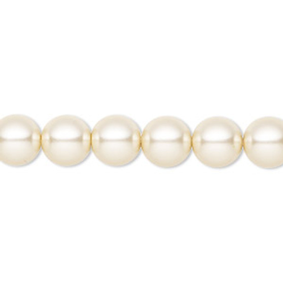 Pearl, Preciosa Czech crystal, creamrose, 8mm round. Sold per pkg of 25.