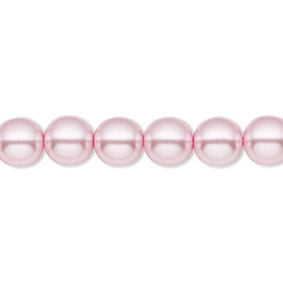 Bead, Czech pearl-coated glass druk, opaque light pink, 8mm round. Sold per 15-1/2" to 16" strand.