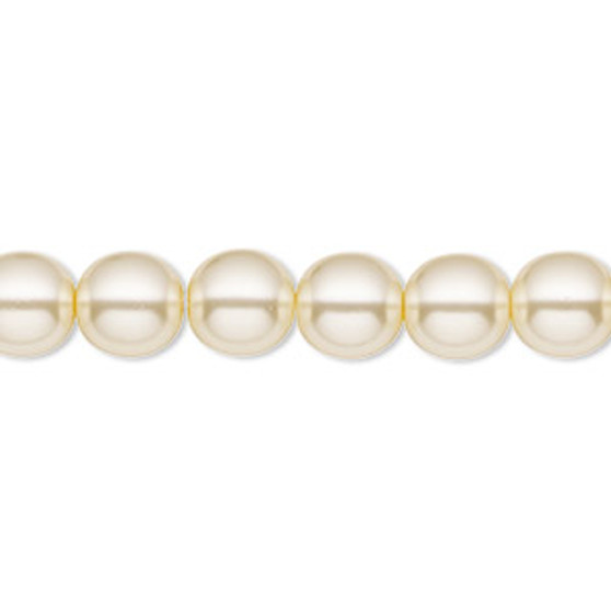 Bead, Czech pearl-coated glass druk, opaque cream, 8mm round. Sold per 15-1/2" to 16" strand.