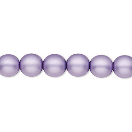 Bead, Czech pearl-coated glass druk, opaque matte lavender, 8mm round. Sold per 15-1/2" to 16" strand.