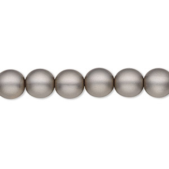 Bead, Czech pearl-coated glass druk, opaque matte grey, 8mm round. Sold per 15-1/2" to 16" strand.