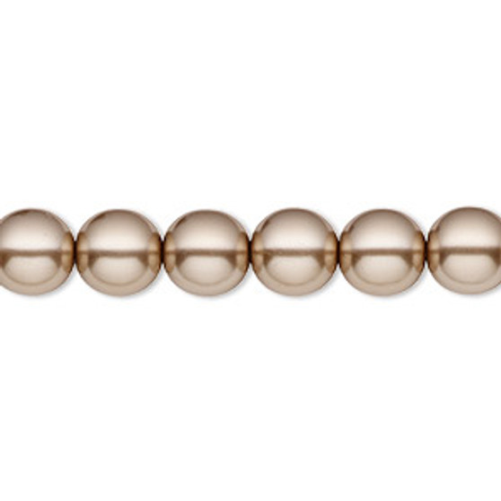 Bead, Czech pearl-coated glass druk, opaque light brown, 8mm round. Sold per 15-1/2" to 16" strand.