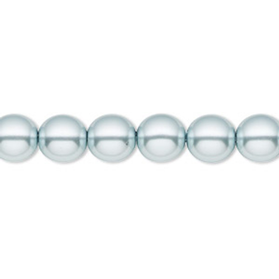 Bead, Czech pearl-coated glass druk, opaque light blue, 8mm round. Sold per 15-1/2" to 16" strand.