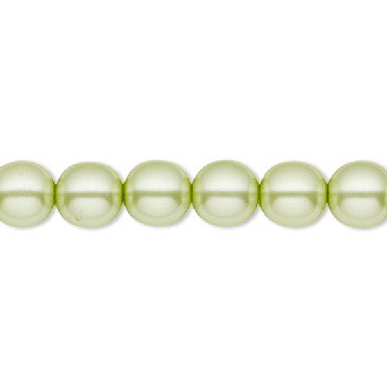 Bead, Czech pearl-coated glass druk, opaque mint green, 8mm round. Sold per 15-1/2" to 16" strand.