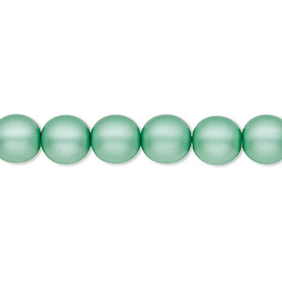 Bead, Czech pearl-coated glass druk, opaque matte sea foam green, 8mm round. Sold per 15-1/2" to 16" strand.