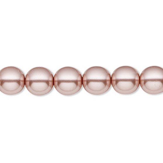 Bead, Czech pearl-coated glass druk, opaque dusty light rose, 8mm round. Sold per 15-1/2" to 16" strand.