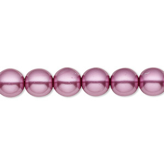 Bead, Czech pearl-coated glass druk, opaque lilac, 8mm round. Sold per 15-1/2" to 16" strand.