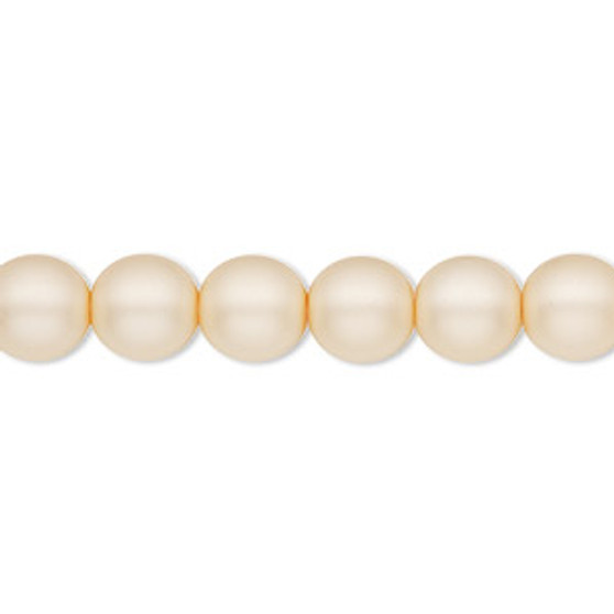 Bead, Czech pearl-coated glass druk, opaque matte champagne, 8mm round. Sold per 15-1/2" to 16" strand.